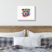 Grappige kleurrijke hond pitbull canvas afdruk (Insitu (Slaapkamer))