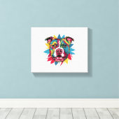 Grappige kleurrijke hond pitbull canvas afdruk (Insitu (Houten vloer))
