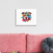 Grappige kleurrijke hond pitbull canvas afdruk (Insitu (Woonkamer))