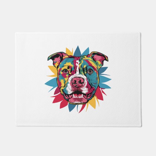 Grappige kleurrijke hond pitbull deurmat (Voorkant)