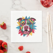 Grappige kleurrijke hond pitbull servet (Insitu)