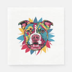 Grappige kleurrijke hond pitbull servet