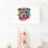 Grappige kleurrijke hond pitbull spandoek (Insitu)