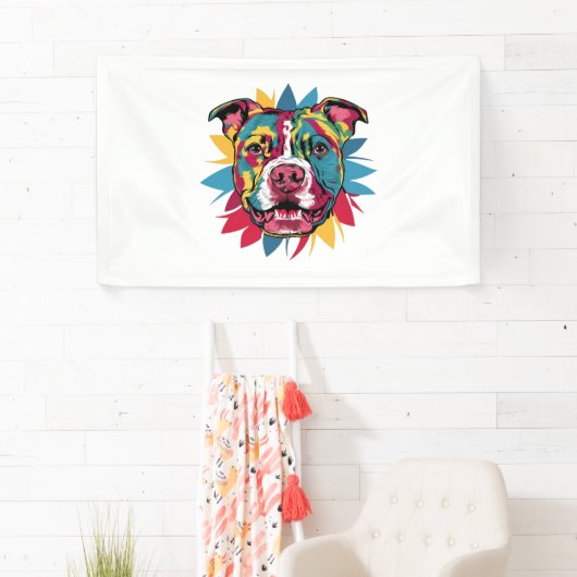 Grappige kleurrijke hond pitbull spandoek (Insitu)