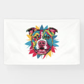 Grappige kleurrijke hond pitbull spandoek (Horizontaal)