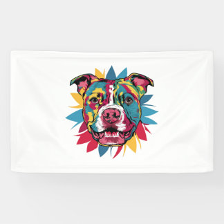 Grappige kleurrijke hond pitbull spandoek
