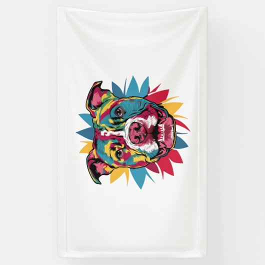 Grappige kleurrijke hond pitbull spandoek (Verticaal)