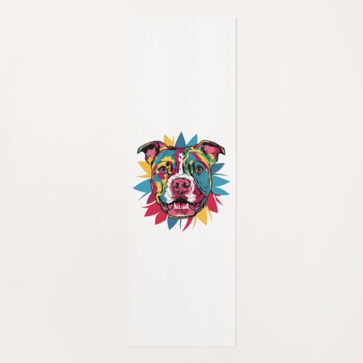 Grappige kleurrijke hond pitbull yogamat (Voorkant)