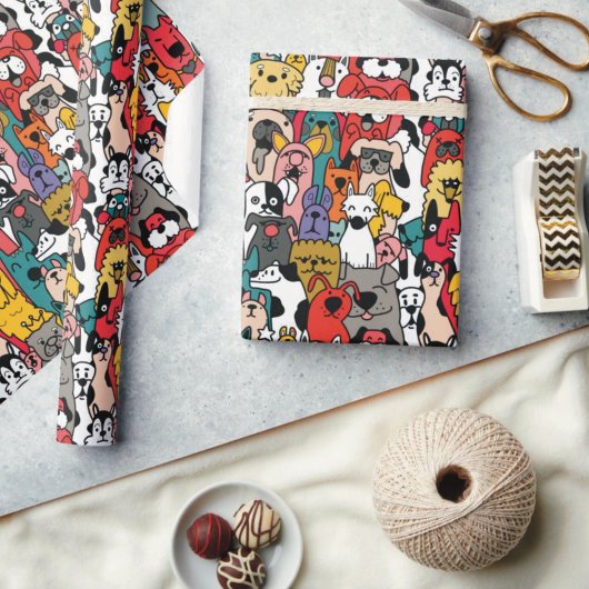 Grappige Kleurrijke Honden Cadeaupapier