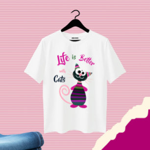 Grappige kleurrijke kat t-shirt