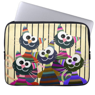 Grappige kleurrijke katten laptop sleeve