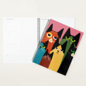 Grappige Kleurrijke Katten Liefhebbers Roze Wekeli Planner (Display)