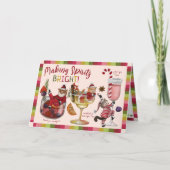 Grappige kleurrijke kattencocktail kerstvakantie K Feestdagen Kaart (Voorkant)