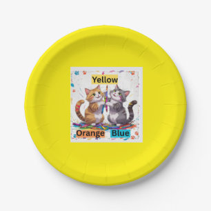 Grappige Kleurrijke Kattenfeestje Papieren Bordje