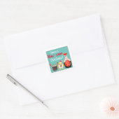 Grappige Kleurrijke Kawaii Sushi Rolls Vrolijk Ker Vierkante Sticker (Envelop)