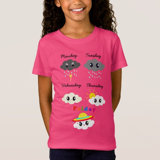 Grappige Kleurrijke Kawaii Wolken Grafische Cartoo T-shirt (Voorkant)