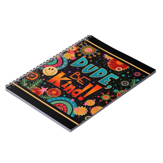 Grappige Kleurrijke Kerel Wees Aardig Gelukkig Notitieboek (Linkerzijde)