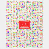 Grappige kleurrijke kerstbelettering vakantiedeken fleece deken (Voorkant)