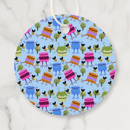 Grappige Kleurrijke Kikkers en Hommels Bedankjes Labels (Achterkant)