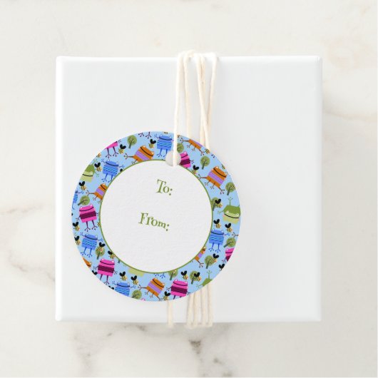 Grappige Kleurrijke Kikkers en Hommels Bedankjes Labels (In situ)