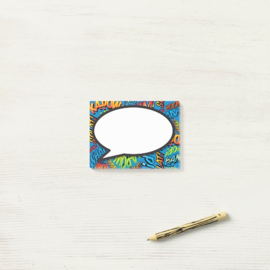 Grappige Kleurrijke Moderne Comic Book Speech Bubb Post-it® Notes (Op bureau)