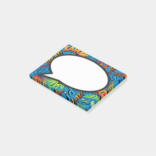 Grappige Kleurrijke Moderne Comic Book Speech Bubb Post-it® Notes (Schuin)