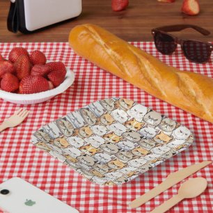 Grappige Kleurrijke Moody Cats Kitten huisdier Pat Papieren Bordje