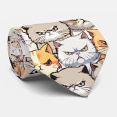 Grappige Kleurrijke Moody Cats Kitten huisdier Pat Stropdas (Opgerold)