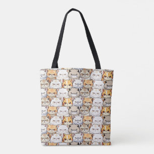 Grappige Kleurrijke Moody Cats Kitten huisdier Pat Tote Bag