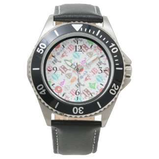 Grappige kleurrijke moppige monster patronen horloge