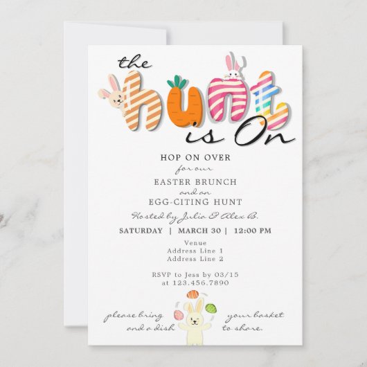 Grappige Kleurrijke Pastel Pasen Brunch Ei Hunt Bu Kaart (Voorkant)