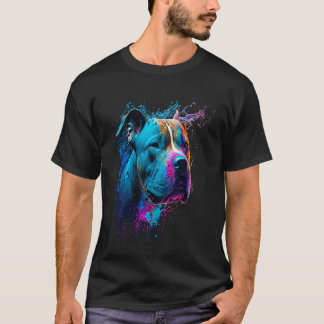 Grappige Kleurrijke Pit bull Terrier Hond  Vader M T-shirt