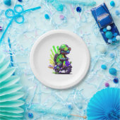 Grappige kleurrijke schildpad op een scooter kopie papieren bordje (Feest)