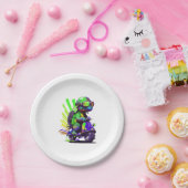 Grappige kleurrijke schildpad op een scooter kopie papieren bordje (Feest)