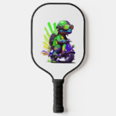 Grappige kleurrijke schildpad op een scooter pickleball paddle (Voorkant)