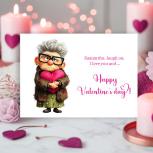 Grappige Kleurrijke Verveelde Oma Valentijnskaart Feestdagenkaart