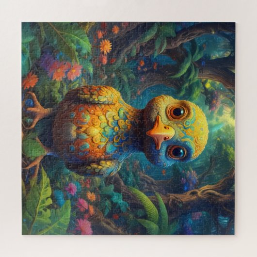 Grappige kleurrijke vogel legpuzzel (Horizontaal)