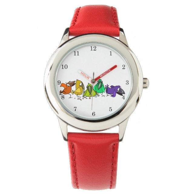 Grappige kleurrijke vogels horloge (Voorkant)
