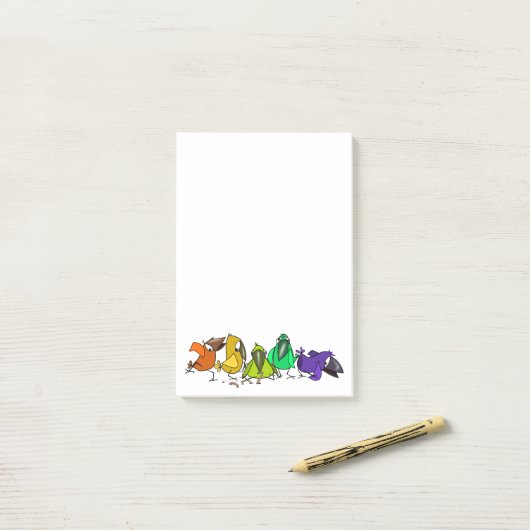Grappige kleurrijke vogels post-it® notes (Op bureau)