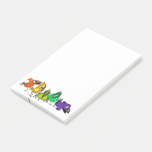Grappige kleurrijke vogels post-it® notes (Schuin)