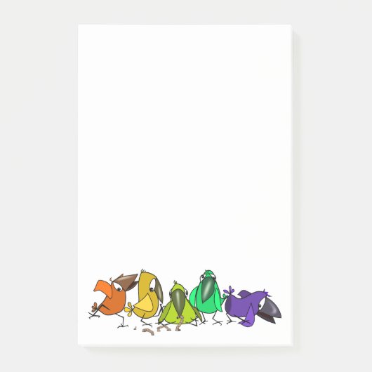 Grappige kleurrijke vogels post-it® notes (Voorkant)