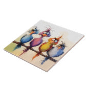 Grappige kleurrijke vogels tegeltje (Zijkant)
