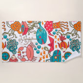 Grappige kleurrijke Zee-life illustratie Strandlaken (Voorkant)