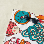 Grappige kleurrijke Zee-life illustratie Strandlaken (In situ)