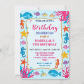 Grappige kleurrijke zeepaardster verjaardagsfeestj save the date (Voorkant)