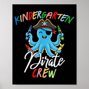 Grappige kleuterleraar student octopus piraat poster