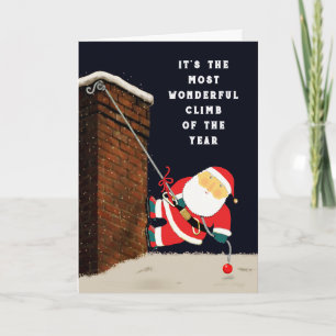 Grappige Klimmen Kerstkaart Feestdagen Kaart