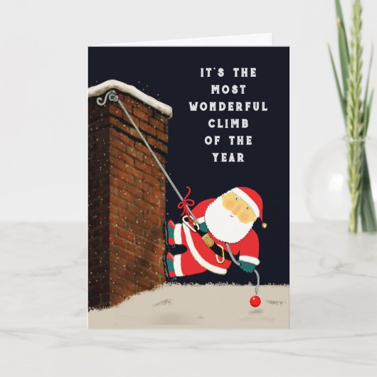 Grappige Klimmen Kerstkaart Feestdagen Kaart (Voorkant)