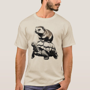 Grappige Klipdas die op een Schildpad Rijdt - Unie T-shirt