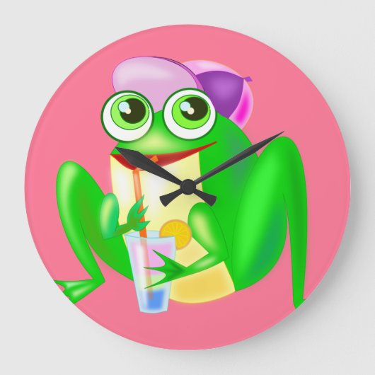 Grappige klok met Happy Party Frog - Uw kleur (Voorkant)